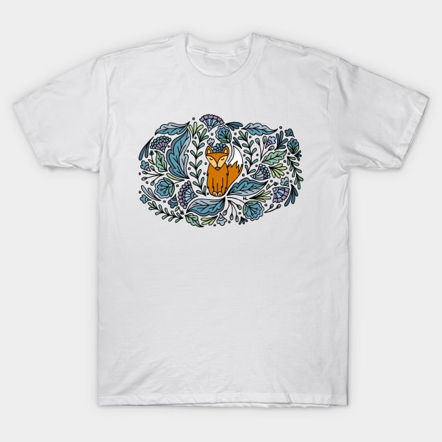 Folk Art Fox T-Shirt by HLeslie Design